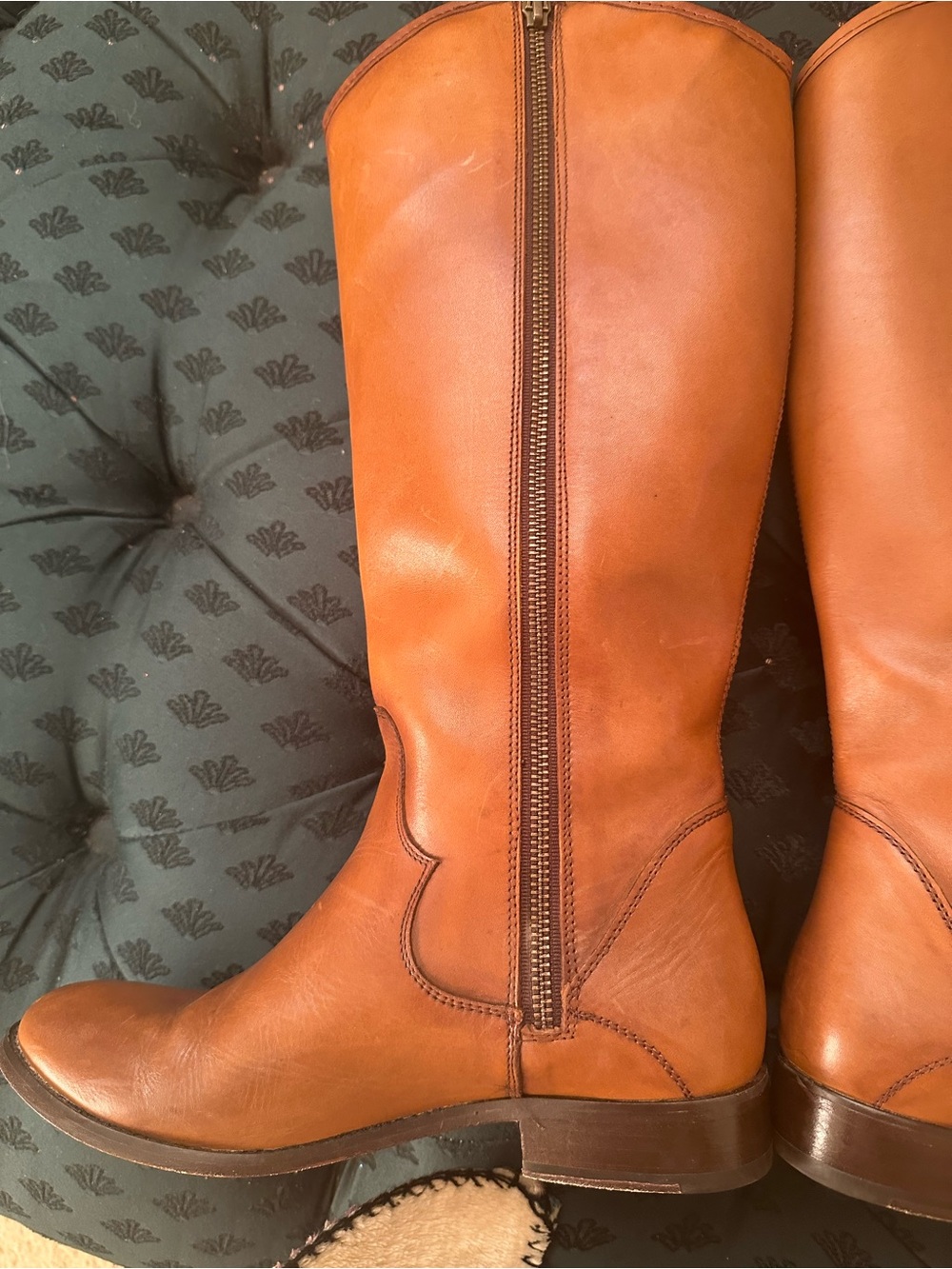Frye Marissa Medallion Inside Zip Tall Boot. Color: Cognac. - Picture 9 of 15